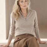 Nordfjell Cashmere Half-Zip — Beige, studio product shot