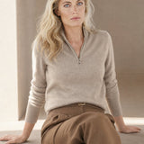 Nordfjell Cashmere Half-Zip — Beige, studio product shot