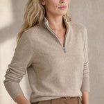 Nordfjell Cashmere Half-Zip — Beige, studio product shot