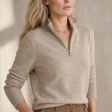 Nordfjell Cashmere Half-Zip — Beige, studio product shot