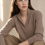 Nordfjell Cashmere Half-Zip — Camel, studio product shot