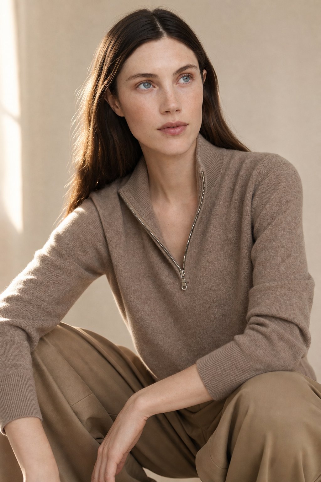 Nordfjell Cashmere Half-Zip — Camel, studio product shot