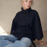 Novara Wool-Blend Cape Coat — Navy, banana_republic product shot