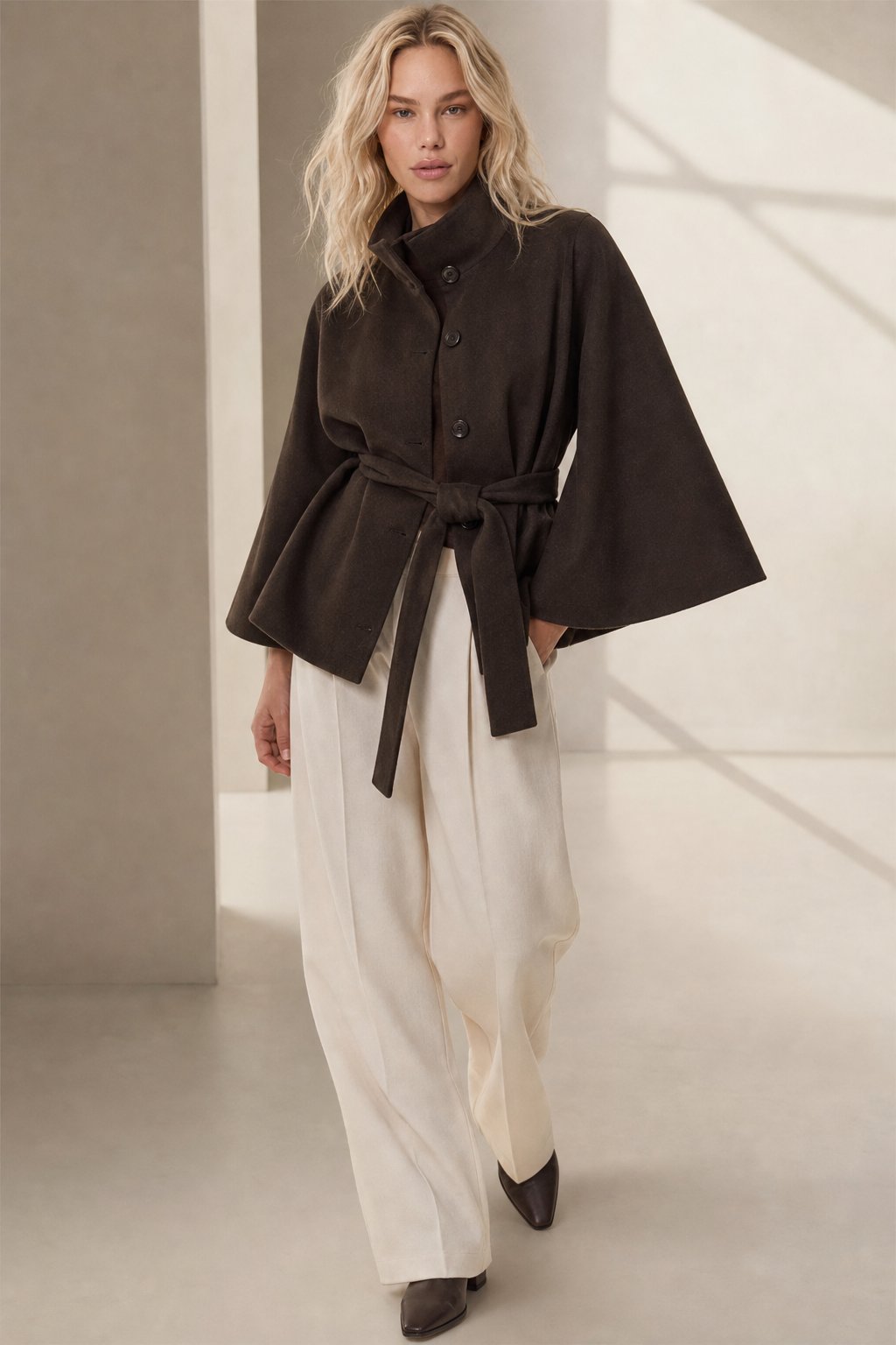 Novara Wool-Blend Cape Coat — Coffee, banana_republic product shot