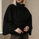 Novara Wool-Blend Cape Coat — Black, banana_republic product shot