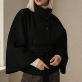 Novara Wool-Blend Cape Coat — Black, banana_republic product shot