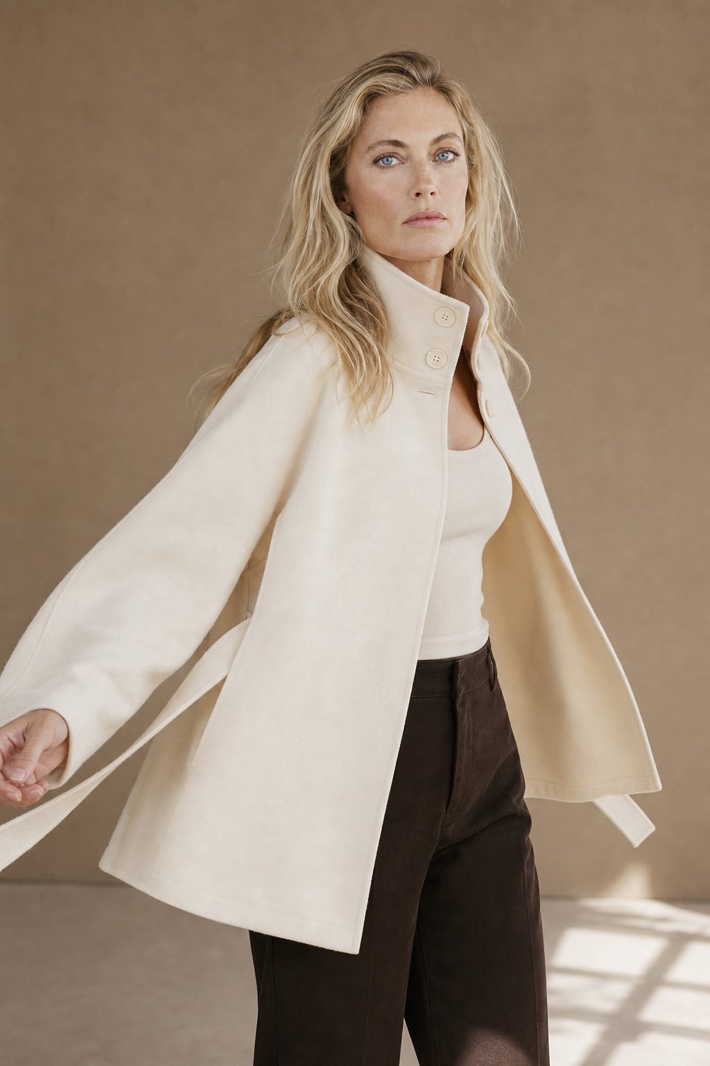 Novara Wool-Blend Cape Coat — White, banana_republic product shot