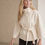 Novara Wool-Blend Cape Coat — White, banana_republic product shot