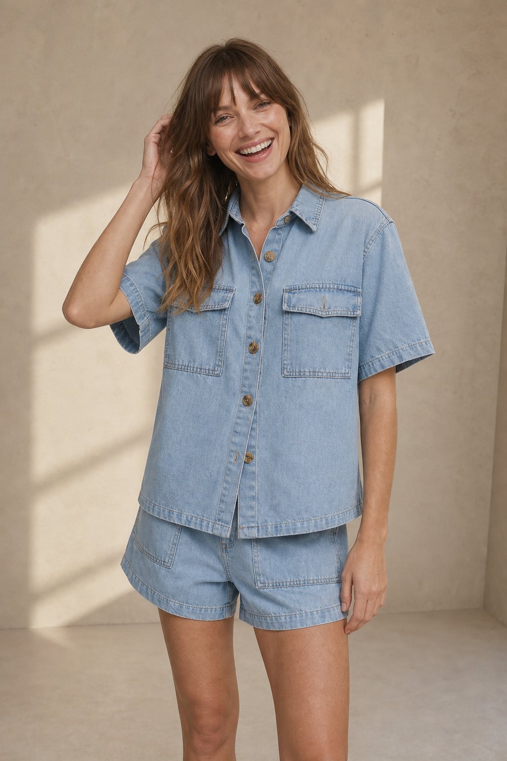 Olivia Denim 2-Piece Set — Sky, banana_republic product shot