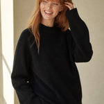 Oversized Wool Knit Sweater — Black, banana_republic product shot