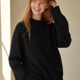 Oversized Wool Knit Sweater — Black, banana_republic product shot