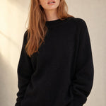 Oversized Wool Knit Sweater — Black, banana_republic product shot