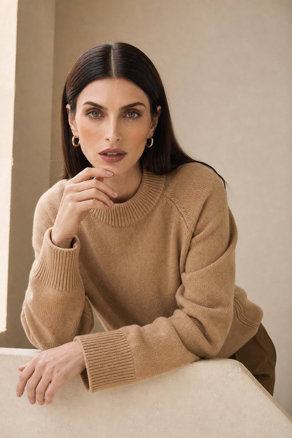 Oversized Wool Knit Sweater — Camel, banana_republic product shot