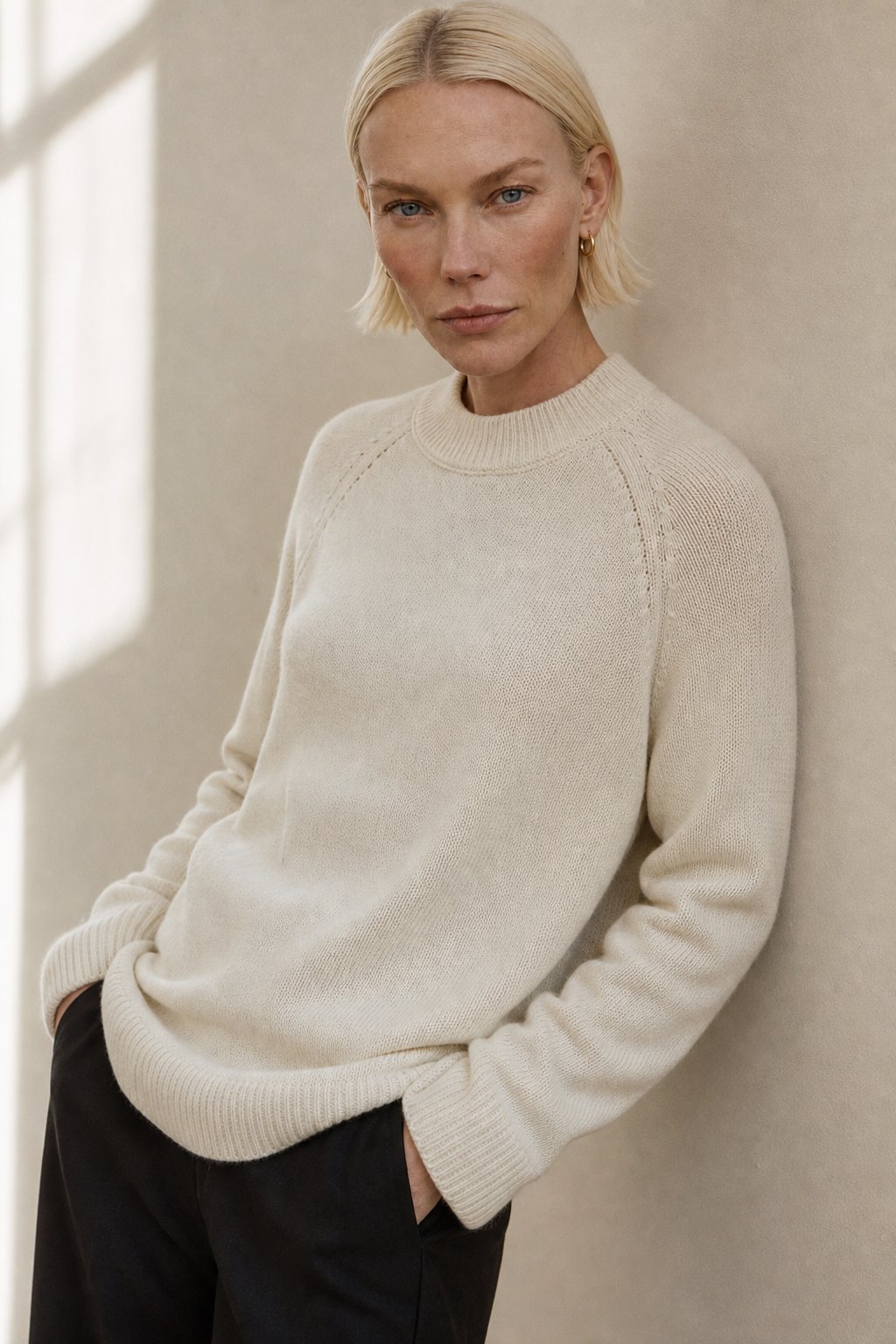Oversized Wool Knit Sweater — White, banana_republic product shot