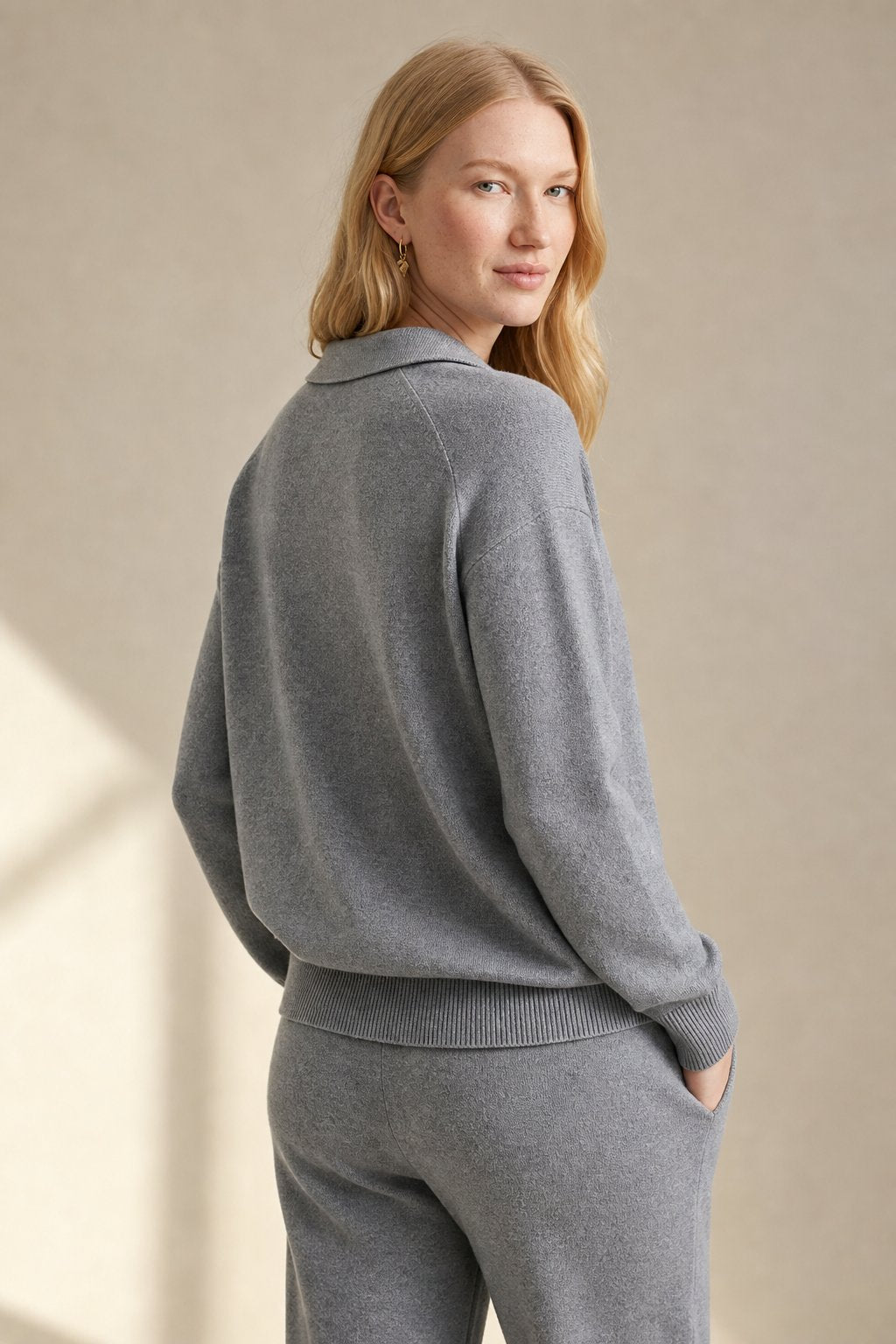 Palermo Polo Knit Set — Gray, studio product shot