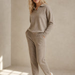 Palermo Polo Knit Set — Camel, studio product shot