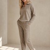 Palermo Polo Knit Set — Camel, studio product shot