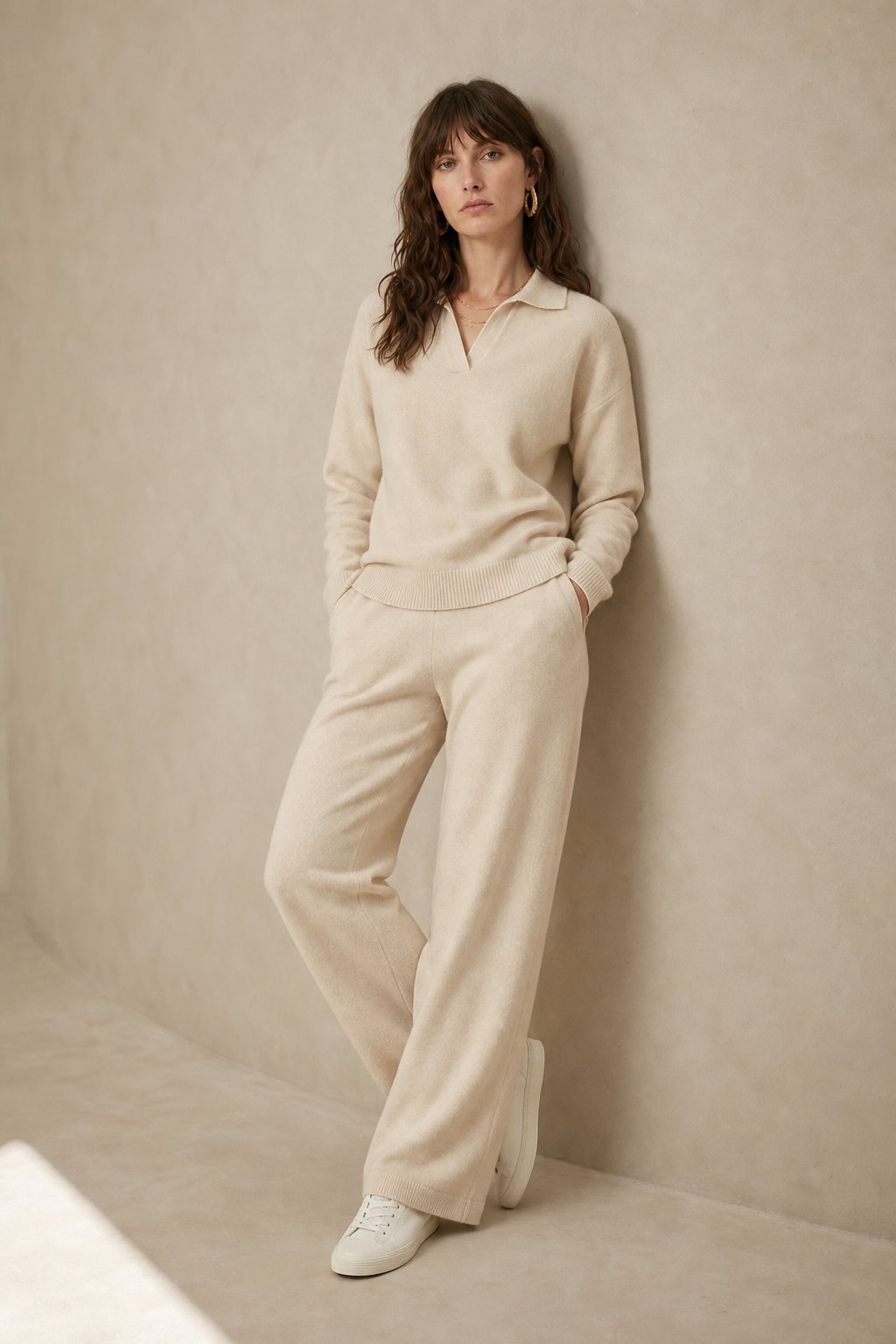 Palermo Polo Knit Set — Khaki, studio product shot
