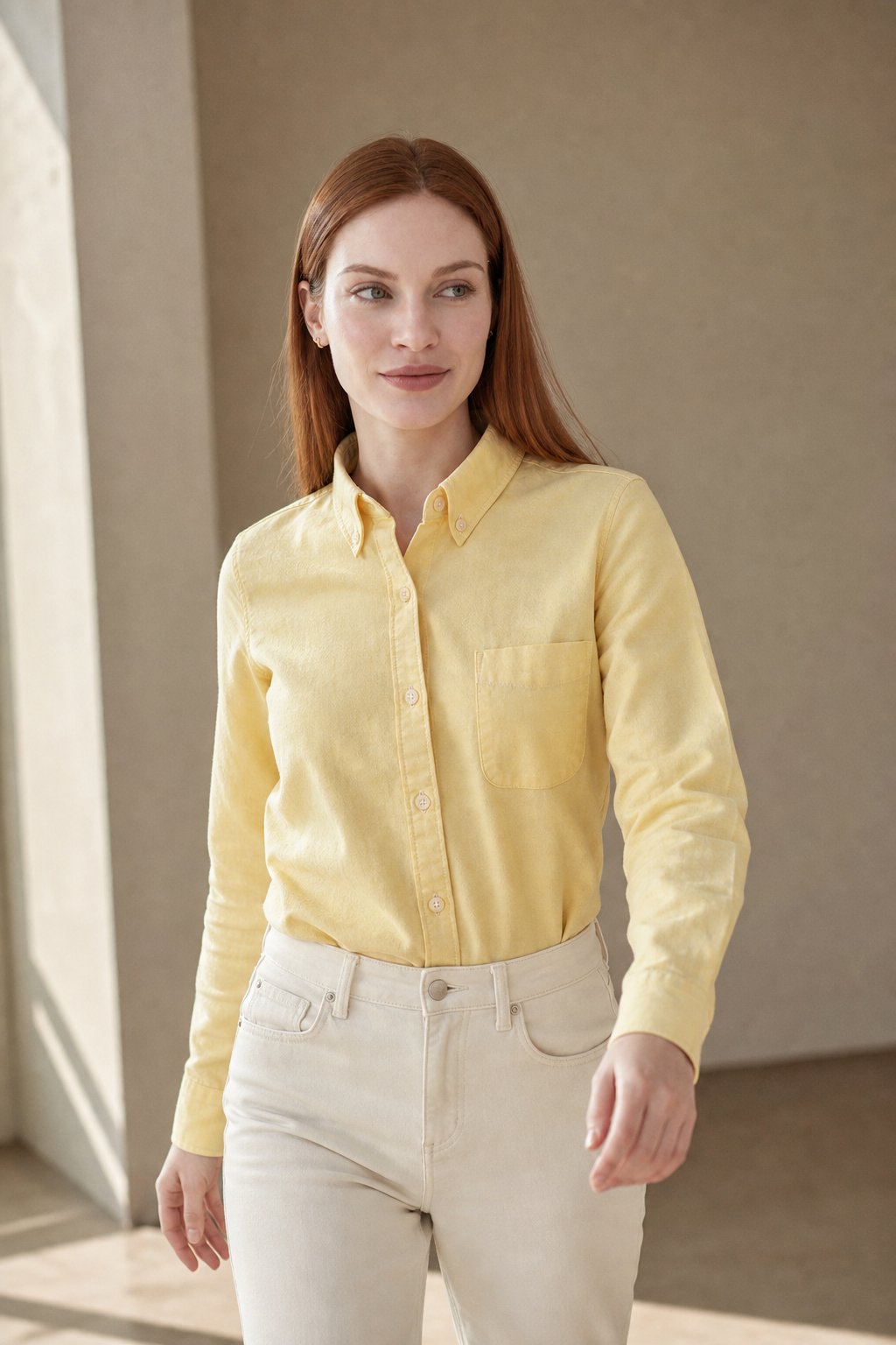 Pastel Oxford Elegant Blouses — yellow, banana_republic product shot