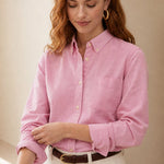 Pastel Oxford Elegant Blouses — pink, banana_republic product shot