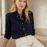 Pastel Oxford Elegant Blouses — navy blue, banana_republic product shot