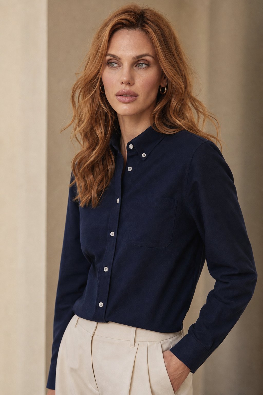 Pastel Oxford Elegant Blouses — navy blue, banana_republic product shot