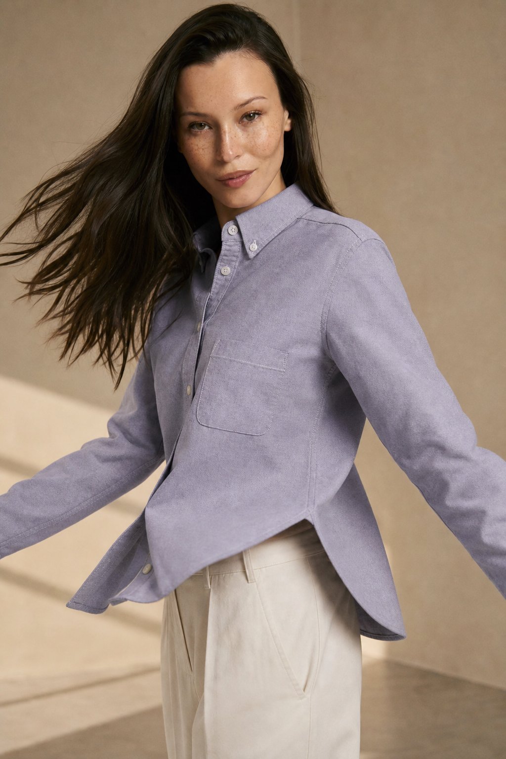 Pastel Oxford Elegant Blouses — gray, banana_republic product shot