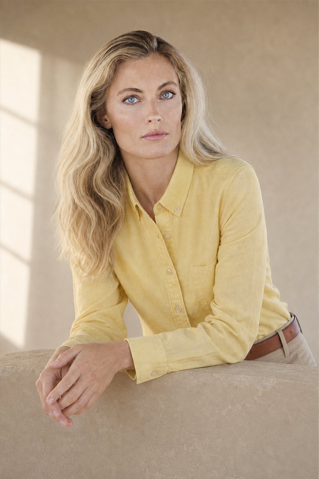 Pastel Oxford Elegant Blouses — yellow, banana_republic product shot