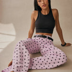 Polka Dot Wide-Leg Trouser — Pink, banana_republic product shot