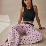 Polka Dot Wide-Leg Trouser — Pink, banana_republic product shot