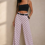 Polka Dot Wide-Leg Trouser — Pink, banana_republic product shot