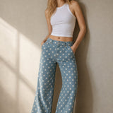 Polka Dot Wide-Leg Trouser — Navy, banana_republic product shot