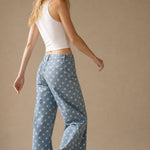 Polka Dot Wide-Leg Trouser — Navy, banana_republic product shot