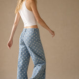 Polka Dot Wide-Leg Trouser — Navy, banana_republic product shot