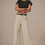 Polka Dot Wide-Leg Trouser — Khaki, banana_republic product shot