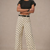 Polka Dot Wide-Leg Trouser — Khaki, banana_republic product shot