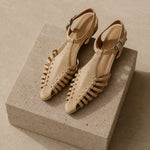 Portofino Italian Leather Pointed Slingback Sandal — Ivory, studio product shot