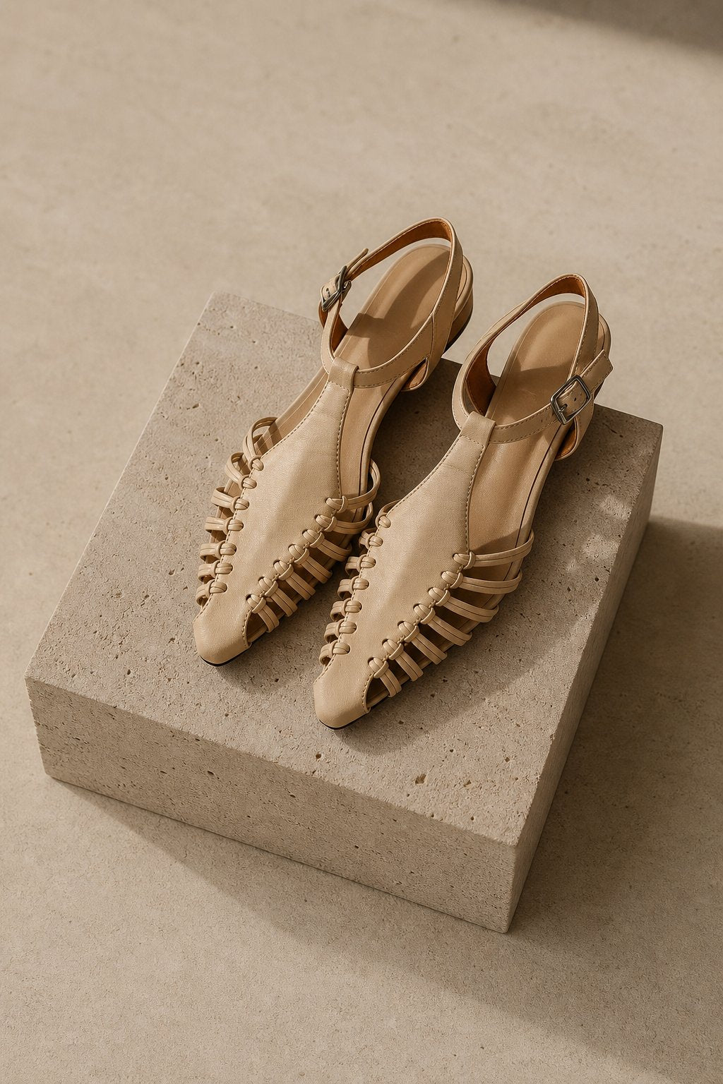 Portofino Italian Leather Pointed Slingback Sandal — Ivory, studio product shot