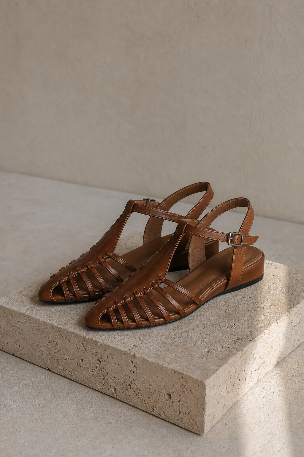 Portofino Italian Leather Pointed Slingback Sandal — Brown, studio product shot
