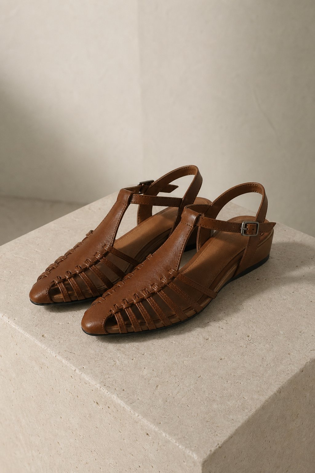 Portofino Italian Leather Pointed Slingback Sandal — Brown, studio product shot