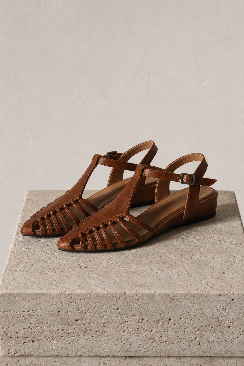 Portofino Italian Leather Pointed Slingback Sandal — Brown, studio product shot