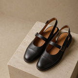 Positano Leather Slingback Flat Sandals — Coffee, studio product shot