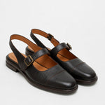 Positano Leather Slingback Flat Sandals — Coffee, studio product shot