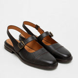 Positano Leather Slingback Flat Sandals — Coffee, studio product shot