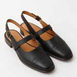 Positano Leather Slingback Flat Sandals — Coffee, studio product shot