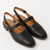 Positano Leather Slingback Flat Sandals — Coffee, studio product shot