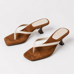 Positano Sculpted Suede Heel — White, studio product shot