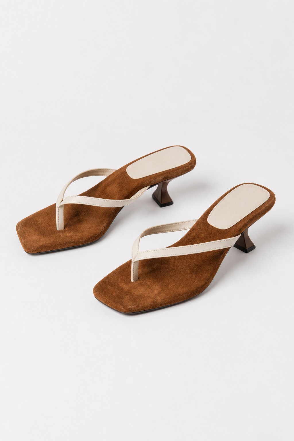 Positano Sculpted Suede Heel — White, studio product shot