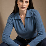 Roma Cotton Knit Polo — Blue, banana_republic product shot