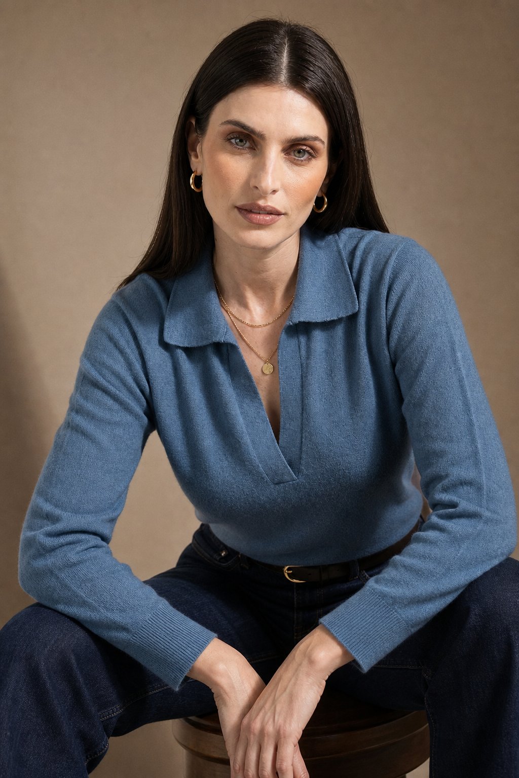 Roma Cotton Knit Polo — Blue, banana_republic product shot